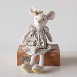Creative Co-Op Plush Mouse in Dress
